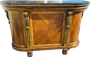 Cherry Wood Bar with 1” Marble Top. Very Heavy Wine Rack Slide-out Marble - Picture 1 of 6