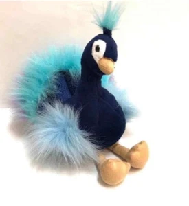 Aurora World 9 Zoll rein luxuriöser blauer Pfau flauschiges glitzerndes Haar Plüschtier Vogel - Bild 1 von 7