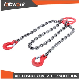 Labwork 3/8" x 10' Lifting Chain Sling G80 7100lbs with Adjuster Hooks 2 Legs - Picture 1 of 12