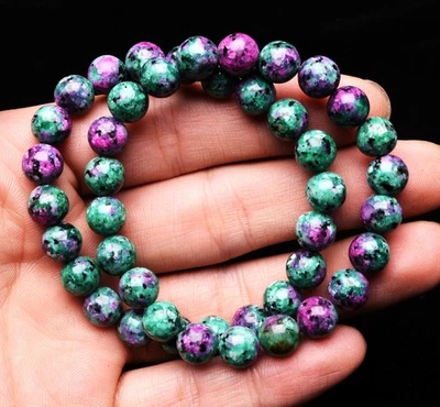 Brazalete de cuentas de piedras preciosas de cuarzo rojo epidota zoisita rubí natural de 8,5 mm 2 piezas Foto 1 de 4