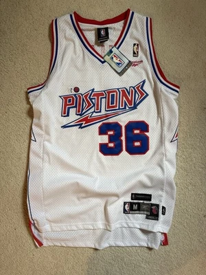 Camiseta Reebok NBA Detroit Pistons Sheed Wallace #36 talla M+2 blanca madera dura nueva con etiquetas Foto 1 de 4
