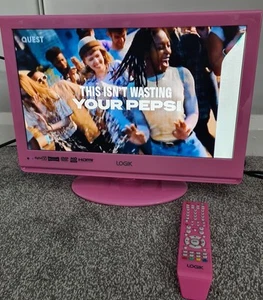 LOGIK Pink TV/DVD 18.5" L19DVDP10U Remote. Please Note Screen Is Damaged. - Picture 1 of 20