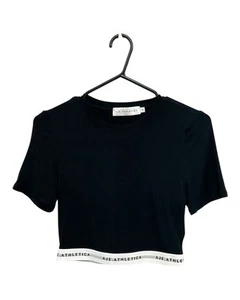 Excellent Aje Athletica Women's Black Logo Elastic Crop Tee Size 8 - Picture 1 of 5