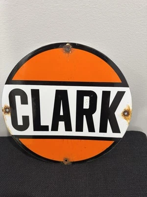 Vintage Clark Gasoline Sign Original Porcelein 11.75” - Image 1 of 4