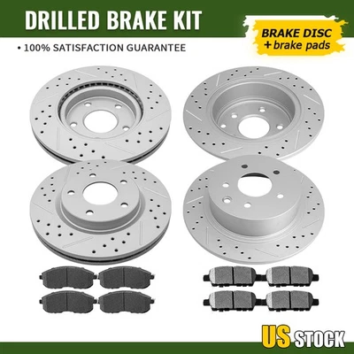 Front Rear Drilled Brake Rotors Ceramics Pads for 2013-2018 2019 Nissan Sentra - Imagem 1 de 4