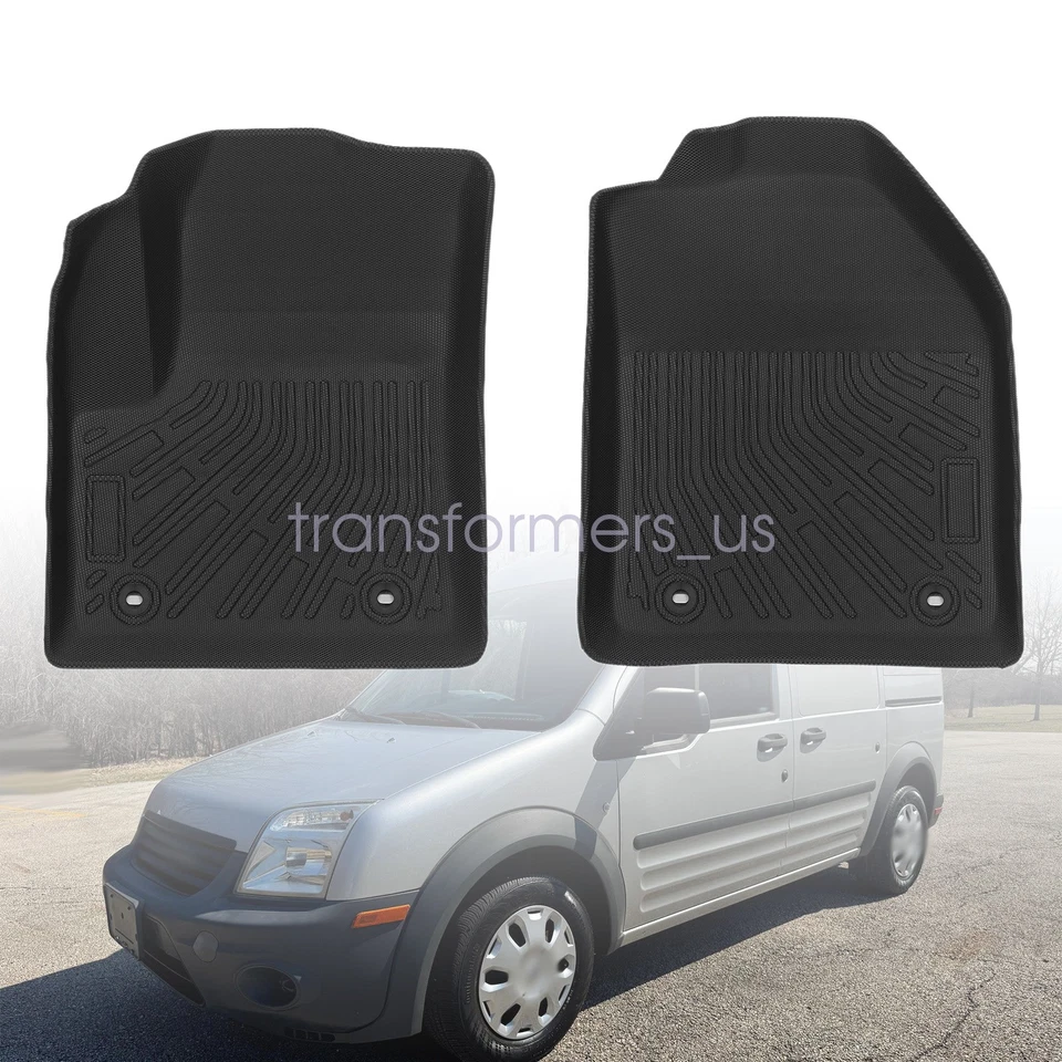 TPE Front Floor Mats Liner Front 2Pcs For 2010-2013 Ford Transit Connect 4-Door - Image 1 of 4