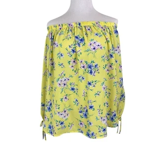 Blusa sin comentarios para mujer talla 1X amarilla floral femenina romántica - Imagen 1 de 12