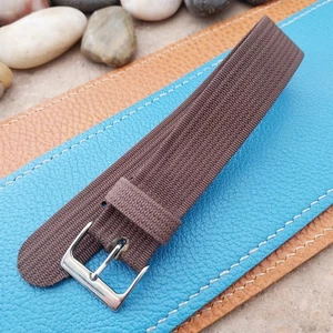 Vintage 20mm 1950s Brown Ribbed Nylon Classic Single-Pass NOS unbenutzt Watch Strap - Bild 1 von 7