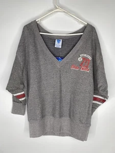 Pullover NCAA Ohio State gris felpa francesa cuello en V para mujer XL Buckeyes - Imagen 1 de 4