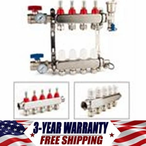 Radiant Heat Manifold 1/2”PEX Stainless Steel Radiant Floor Heating Manifold Set - Picture 1 of 16