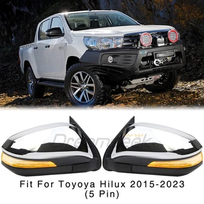 Par de Espelho Asa de Porta Lateral para Toyota Hilux Revo 2015-2023 Com Sinal de Seta 5 Pinos - Imagem 1 de 4