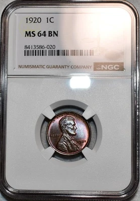 NGC MS-64 BN 1920-P Lincoln Cent, Radiant, Beautifully Toned specimen. - Image 1 of 2