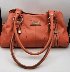 Fiorelli Vegan Leather Sunset Orange Double Handle Shoulder Bag Purse Lined - Picture 1 of 12