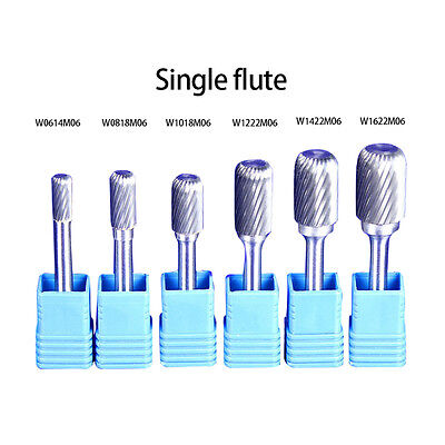 Premium Single Flute Cut Rotary Burr File 1/4  6mm SHK 16mm HEAD W1622M06 • 13.22€