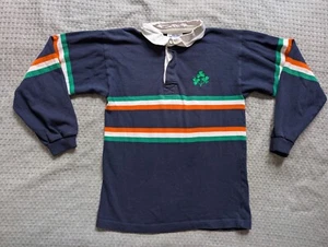 Halbro Rugby Imports Shirt Adult Small Blue Ireland Split Stripe Long Sleeve - Picture 1 of 12