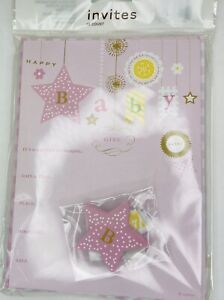 Girl Baby Shower 20 Invitations Cards Envelopes Invite Decorations Pink Yellow