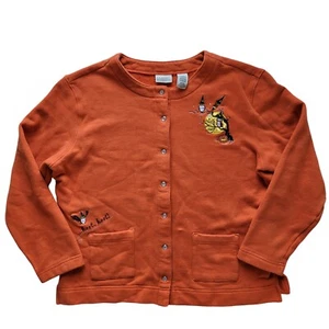 Vintage Halloween Button Down Shirt Fleece w/ Owls by Classic Elements Womens L - Picture 1 of 6