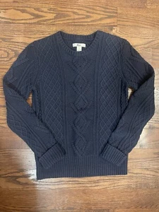 Women's Bass Cable Knit Crewneck Sweater Pullover Navy Blue Sz Small - Picture 1 of 12