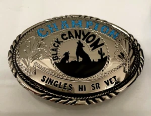 Vintage Champion Black Canyon Singles Hi Sr Vet 4" Belt Buckle NEW IN BOX - Picture 1 of 3