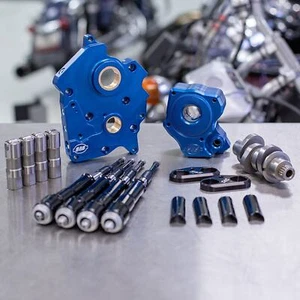 S&S Chain Drive 475C Cam Chest Kit w/ Black Tubes Harley Oil Cooled M8 17-Up - Foto 1 di 2