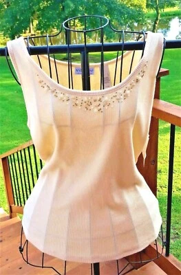 Camiseta sin mangas acanalada Villager Liz Claiborne Sundrop amarilla ligera grande nueva $26 Foto 1 de 3