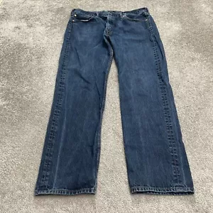 Levi's 505 Regular Selvedge Denim Jeans Men 38x34 Blue Dark Wash Straight Cotton - Picture 1 of 14