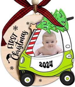 Ornamento primo Natale del bambino 2024, cornice portafoto primo Natale neonati - Foto 1 di 6