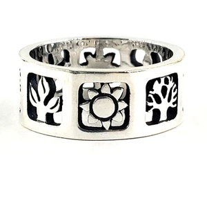 JAMES AVERY Vintage FOUR SEASONS Band Sterling Silver Ring Size 6 Sun Tree Plant - Picture 1 of 11