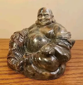 Chinese handmade Natural Carved Stone Smiling Buddha Statue Feng Shui Sculpture - Picture 1 of 11