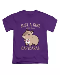 Just A Girl Who Loves Capybaras Kids T-Shirt Funny Cute Capybara Tee Top New - Picture 1 of 9