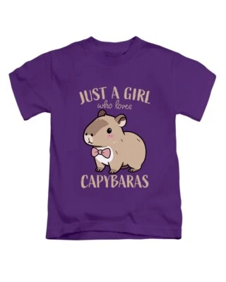 Just A Girl Who Loves Capybaras Kids T-Shirt Funny Cute Capybara Tee Top New - Image 1 of 3