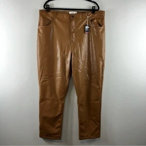 Pantalones rectos de cuero sintético de tiro ultra alto Abercrombie & Fitch The 90s talla 20R - Imagen 1 de 11