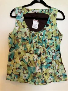 Harve Benard Sleeveless Women’s green blue floral Lined Shirt size 8 - Picture 1 of 3
