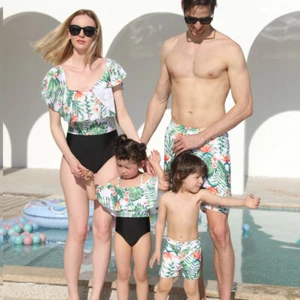 Family Swimsuits Mother Daughter Matching Swimwear Father Son Shorts Bath Suits - Picture 1 of 9