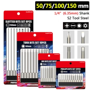 50mm to 150mm 1/4" Phillips Torx Hex Slotted Screwdriver Bit Set for Power Tools - Picture 1 of 24