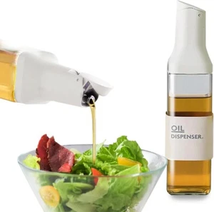 2x 500ml Oil Dispenser Auto Flip Cap Bottle Glass Cooking Oil Dispenser Clear - Picture 1 of 7