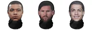 3x Realistische Fussballer 3D-Druck Vollgesichtsmaske Messi, Ronaldo, Mbappe - Bild 1 von 4