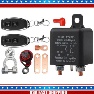 Wireless Dual Remote Car Battery Disconnect Switch Anti Theft Control Relay Fobs - Image 1 of 4