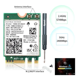 Intel AX210 WiFi 6E M.2 Card, Tri-Band Bluetooth 5.4, Laptop Network Adapter - Picture 1 of 10