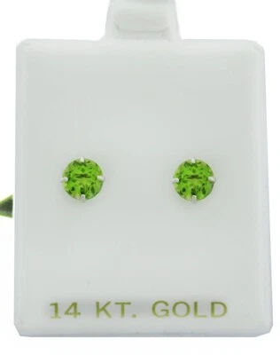 PENDIENTES PERIDOTO ORIGINALES 2,14 Cts ORO BLANCO 14K - Nuevos Con Etiqueta Foto 1 de 4