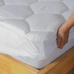 4As QUILTED MATTRESS PROTECTOR FITTED BED COVER PREMIUM QUALITY - Picture 1 of 9