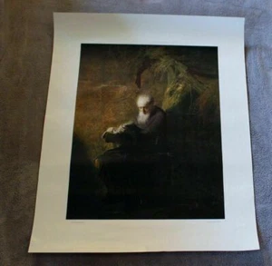 Philosoph Reading 1980er Rembrandt Van Rijn Huntington Grafik Poster Druck sehr guter Zustand - Bild 1 von 1