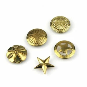1pc Brass Screwback Conchos Rivets Flower Star Rivet Buttons Leather Crafts Acce - Picture 1 of 17