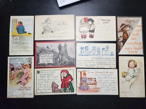 Antique 1906 Postcards TEN HUMOUROUS CARTOONS Risque CUTE KIDS - Picture 1 of 16