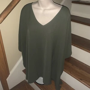 COTTON BLEU 1x 2X 3X Oversized Olive Boutique Paid $58 Super Cute NWOT Blouse - Picture 1 of 8