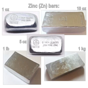 Lingotes de Zinc (Zn) de 1, 5, 10 onzas, 1 libra, 1kg // set de lingotes de 1oz - Imagen 1 de 12