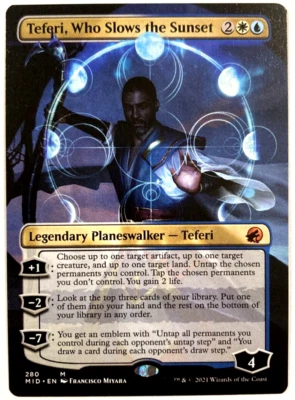 MTG Teferi, Who Slows the Sunset *BORDERLESS* Innistrad: Midnight Hunt 280 NM - Image 1 of 2