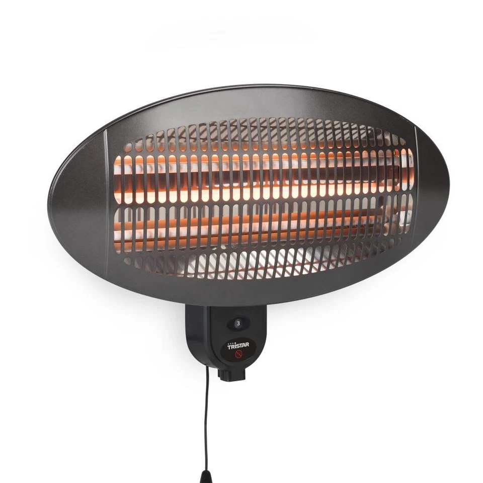 TRISTAR Terrassenheizung Wandmontage Heizung Wandheizung 2000W Heizstrahler Silber Oval