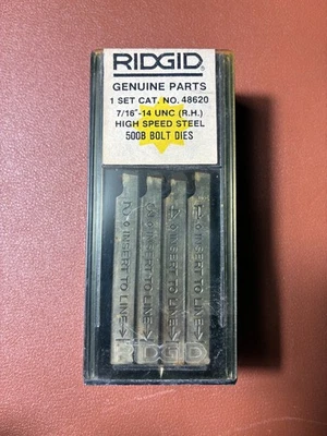 Ridgid 48620 7/16" -14 UNC (RH) High Speed Alloy Steel 500B Bolt Dies - Image 1 of 3