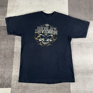 Y2K Harley Davidson Skull T Shirt Mens Size XL Black Grunge Cyber - Picture 1 of 9
